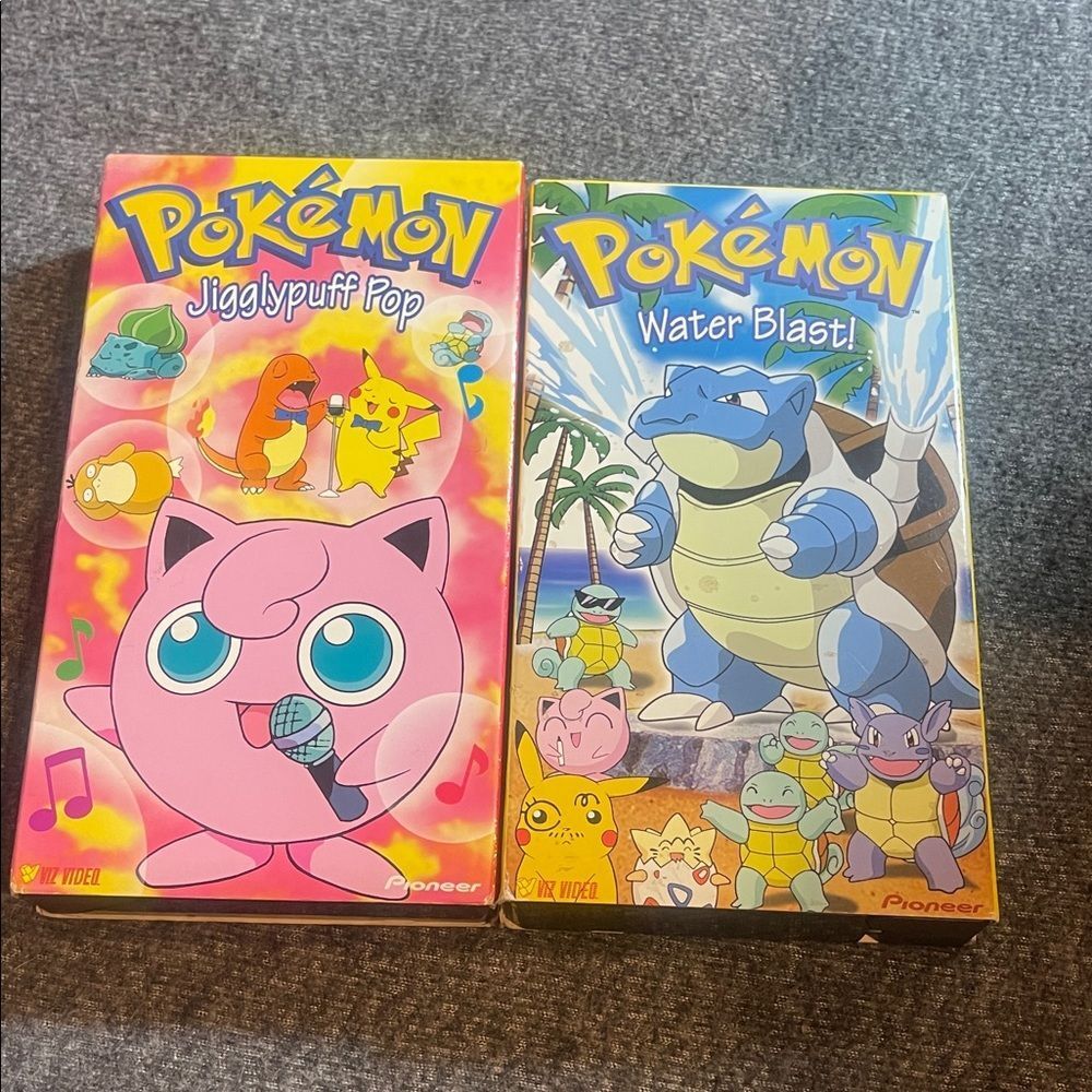 Vintage PIONEER Pokemon Jigglypuff Pop and Water Blast VHS Set